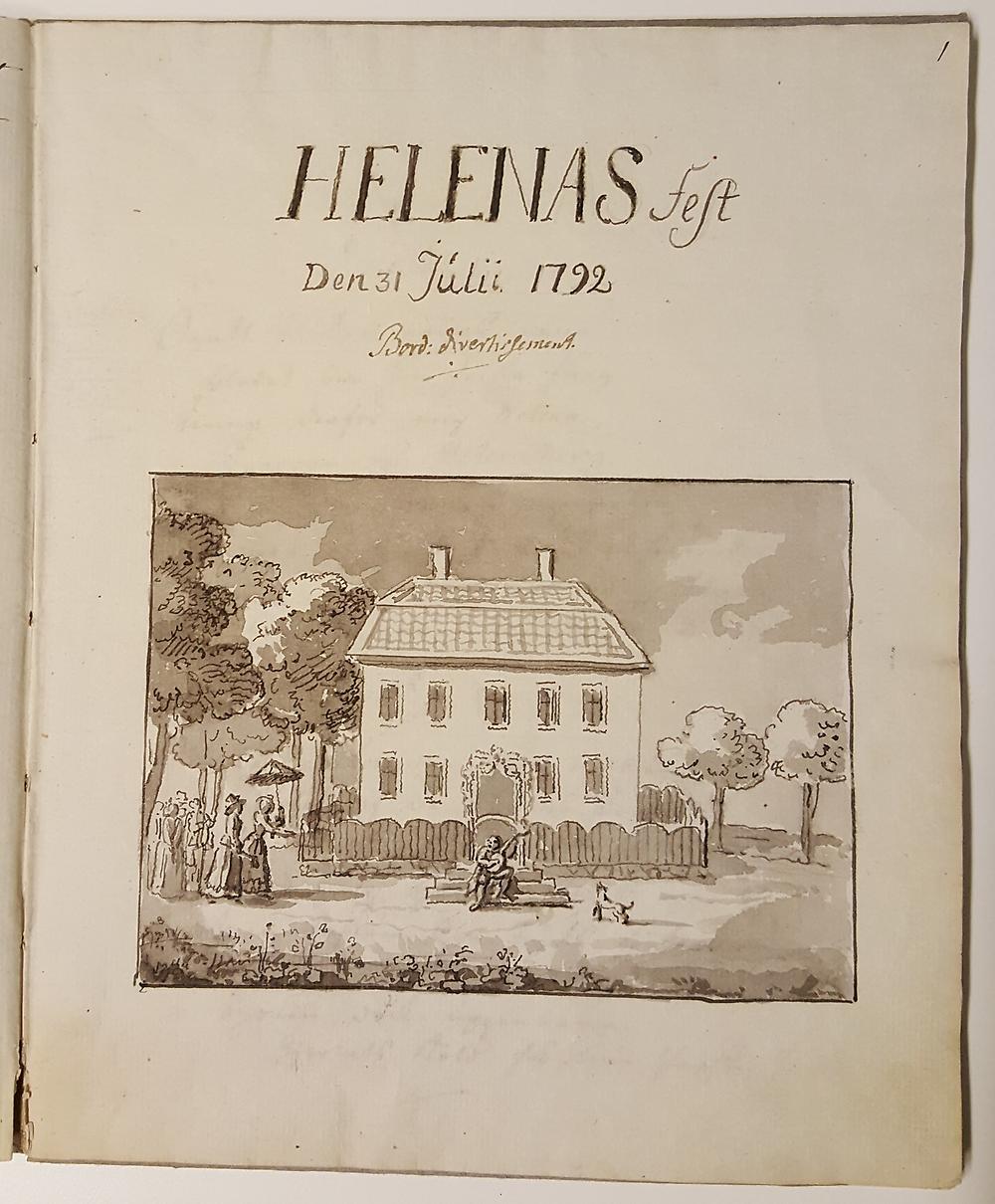 Titelsida till Bellmans handskrift "Helenas fest den 31 juli 1792"