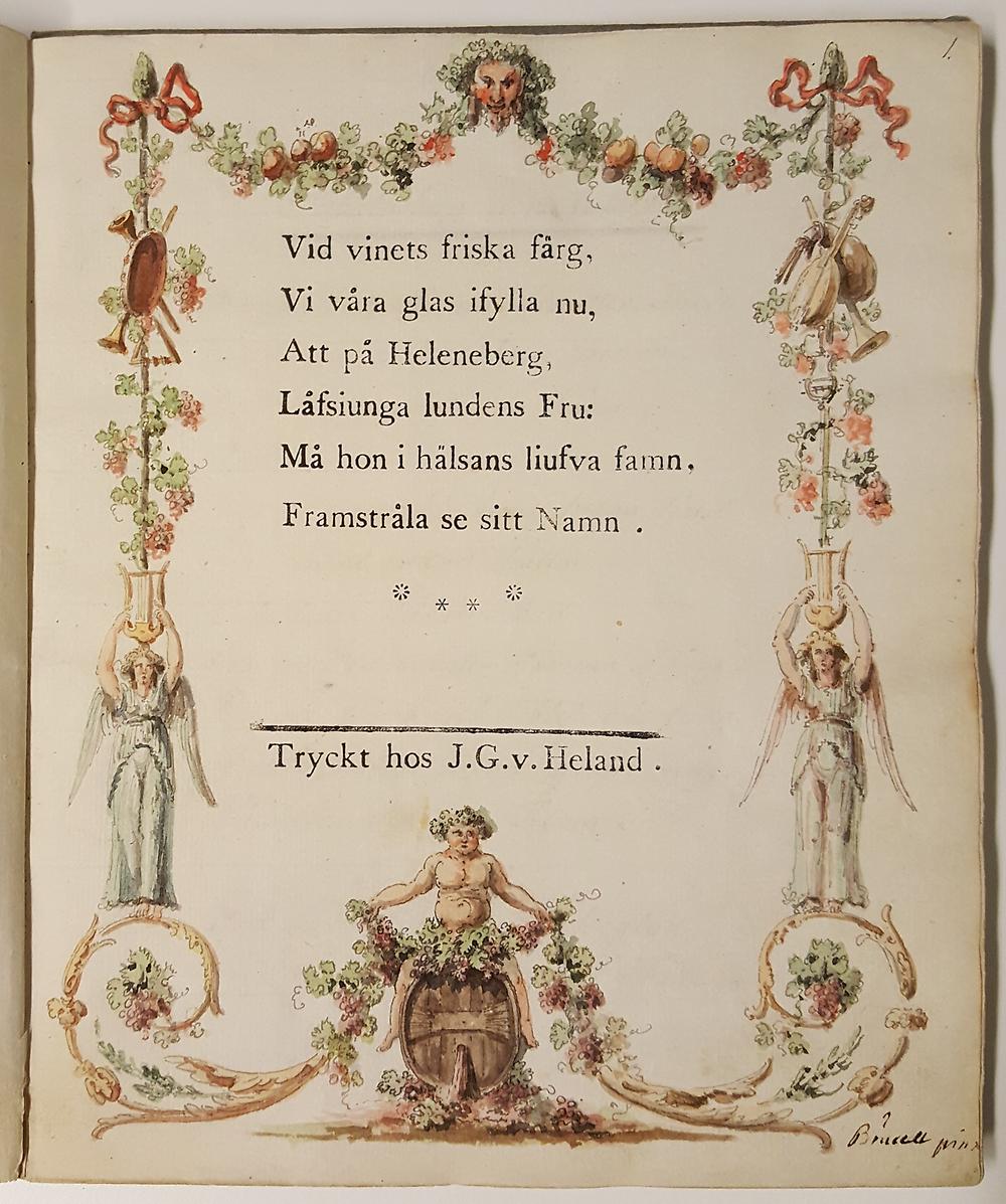 Dikt dedikerad till Heleneberg ur "Verser till Helena Qviding och hennes familj 1788-1794"