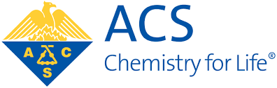 Logotyp för ACS, chemistry for life. En gul örn ovanpå en blå uppochner-vänd triangel.