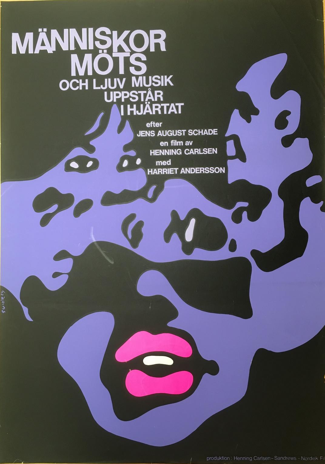 Filmaffisch "Människor möts och ljuv musik uppstår i hjärtat", 1967. Upphov: Waldemar Świerzy. Foto: KB.