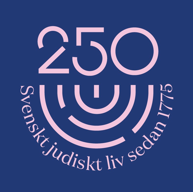 Grafisk bild som föreställer en stiliserad judisk menoraljusstake mot en blå bakgrund.