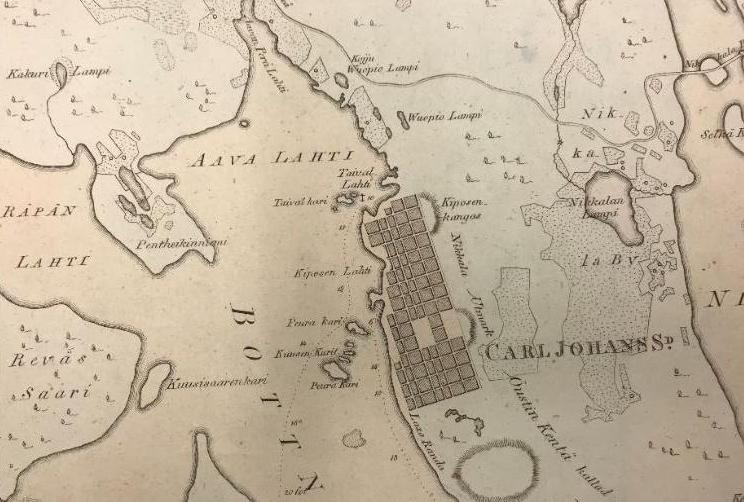Äldre karta över den planerade Karl Johans stad.