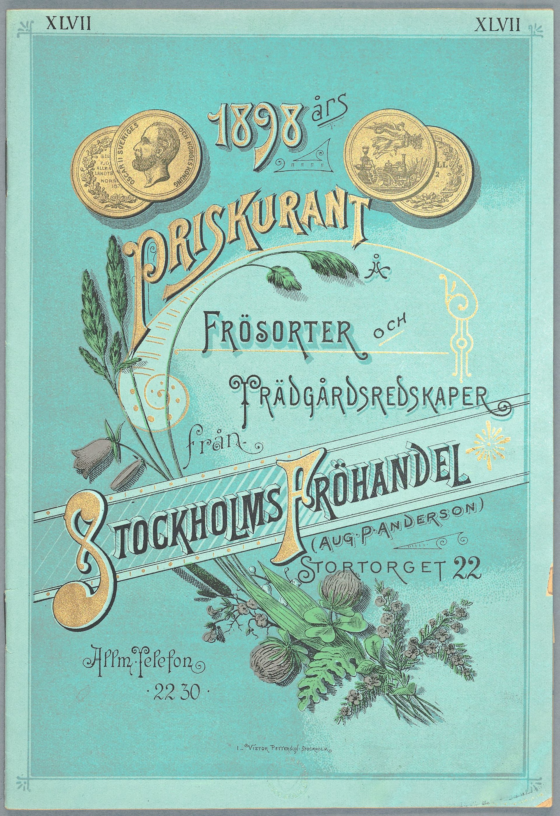 Priskurant från Stockholms fröhandel 1898.