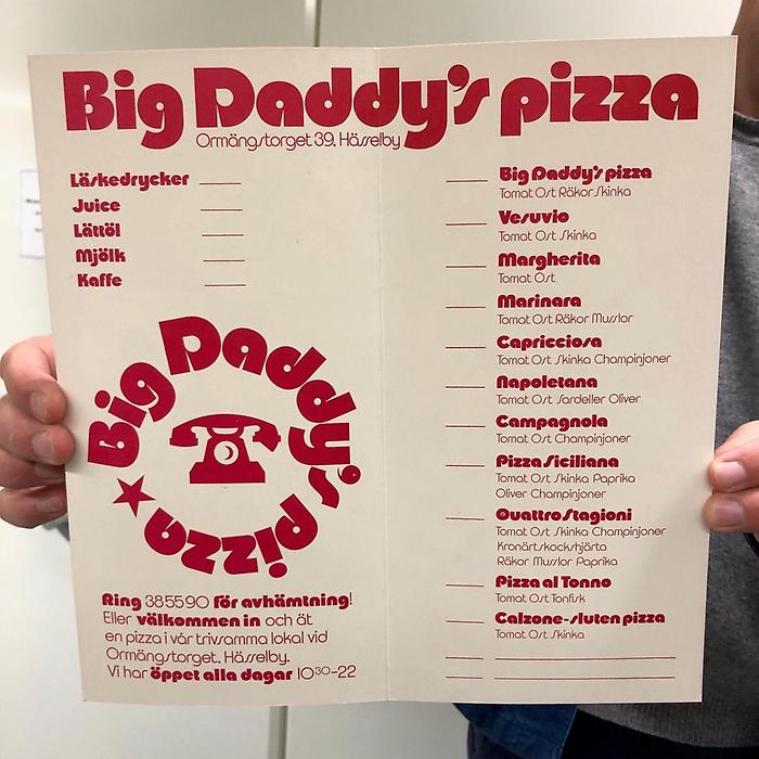 Pizzameny med vid bakgrund och röd text.