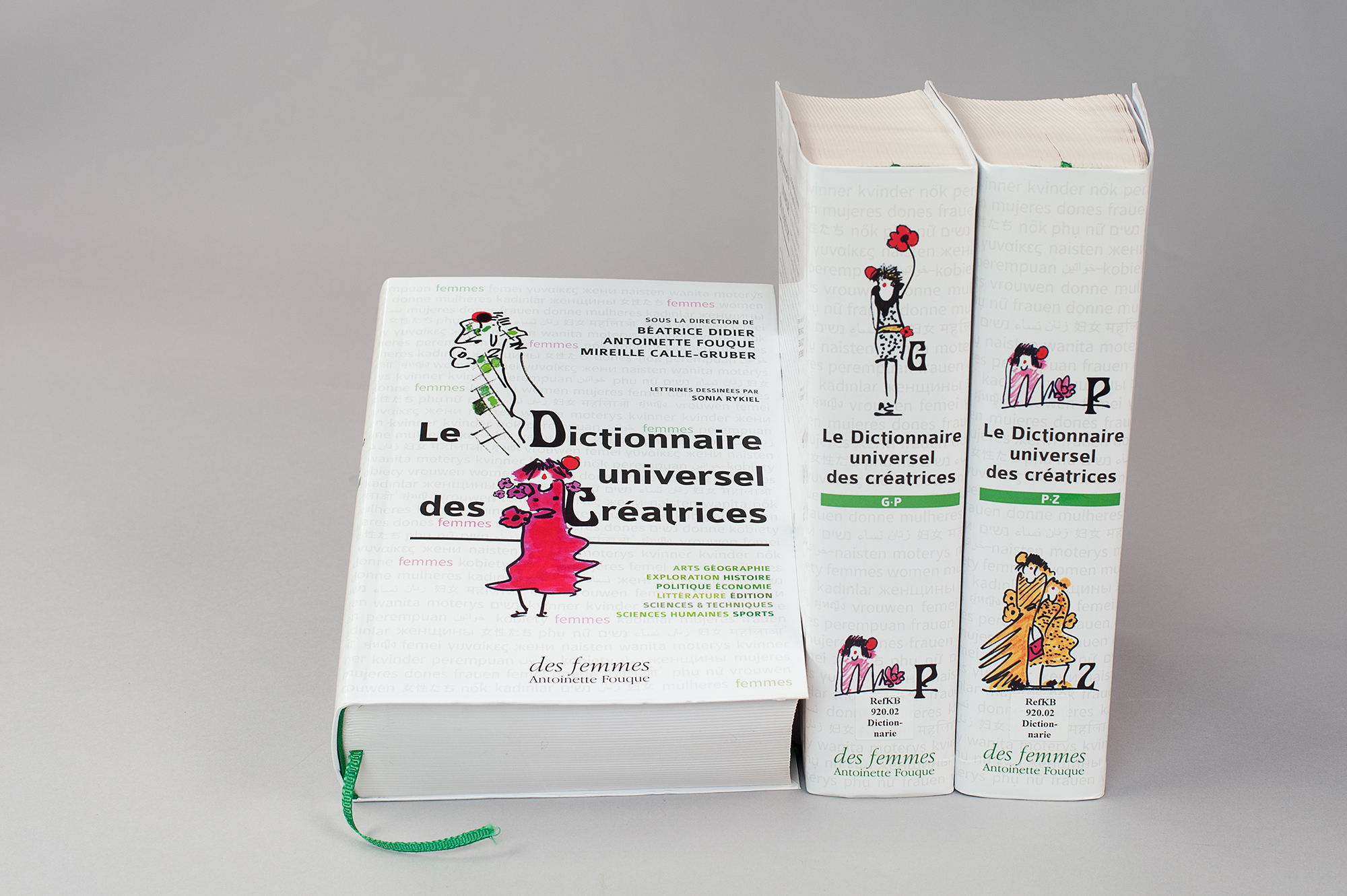 Tecknade figurer på omslaget till ett franskt kvinnohistoriskt lexikon.