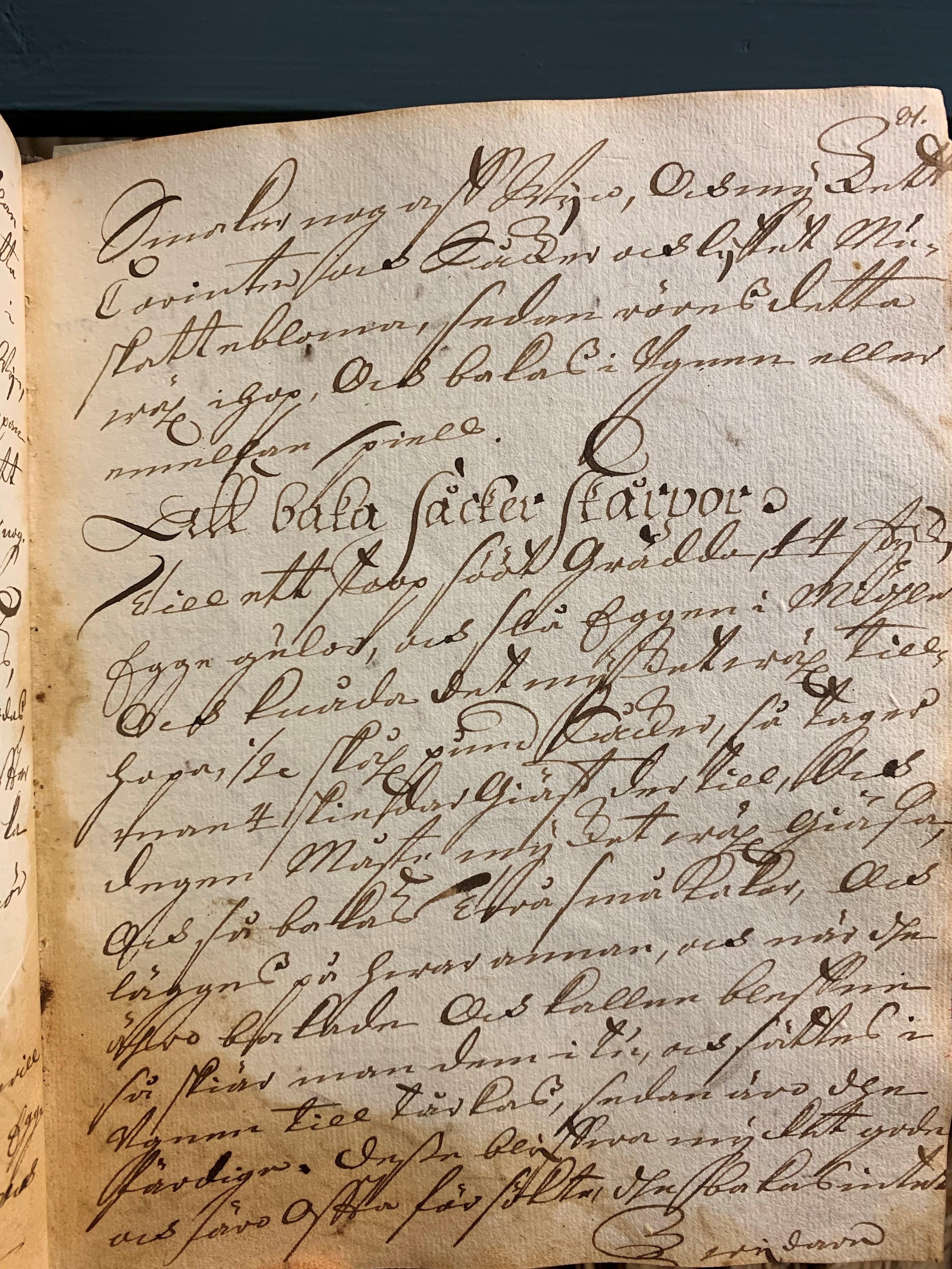 Handskrivet recept på sockerskorpor från 1706