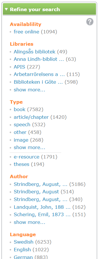 Libris: refine your search