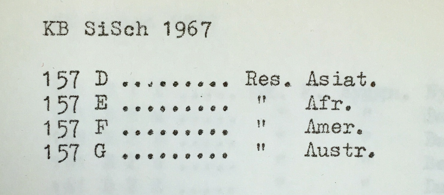 Resor i KB:s signaturschema SiSch 1967. Foto: KB
