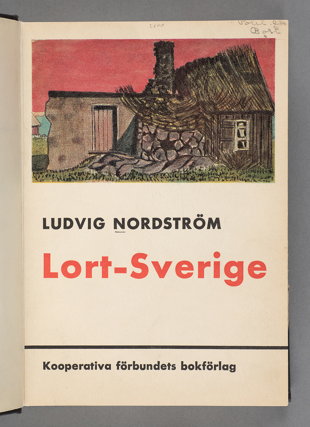 Bokomslag med ett illustrerat hus och titeln Lort-Sverige.