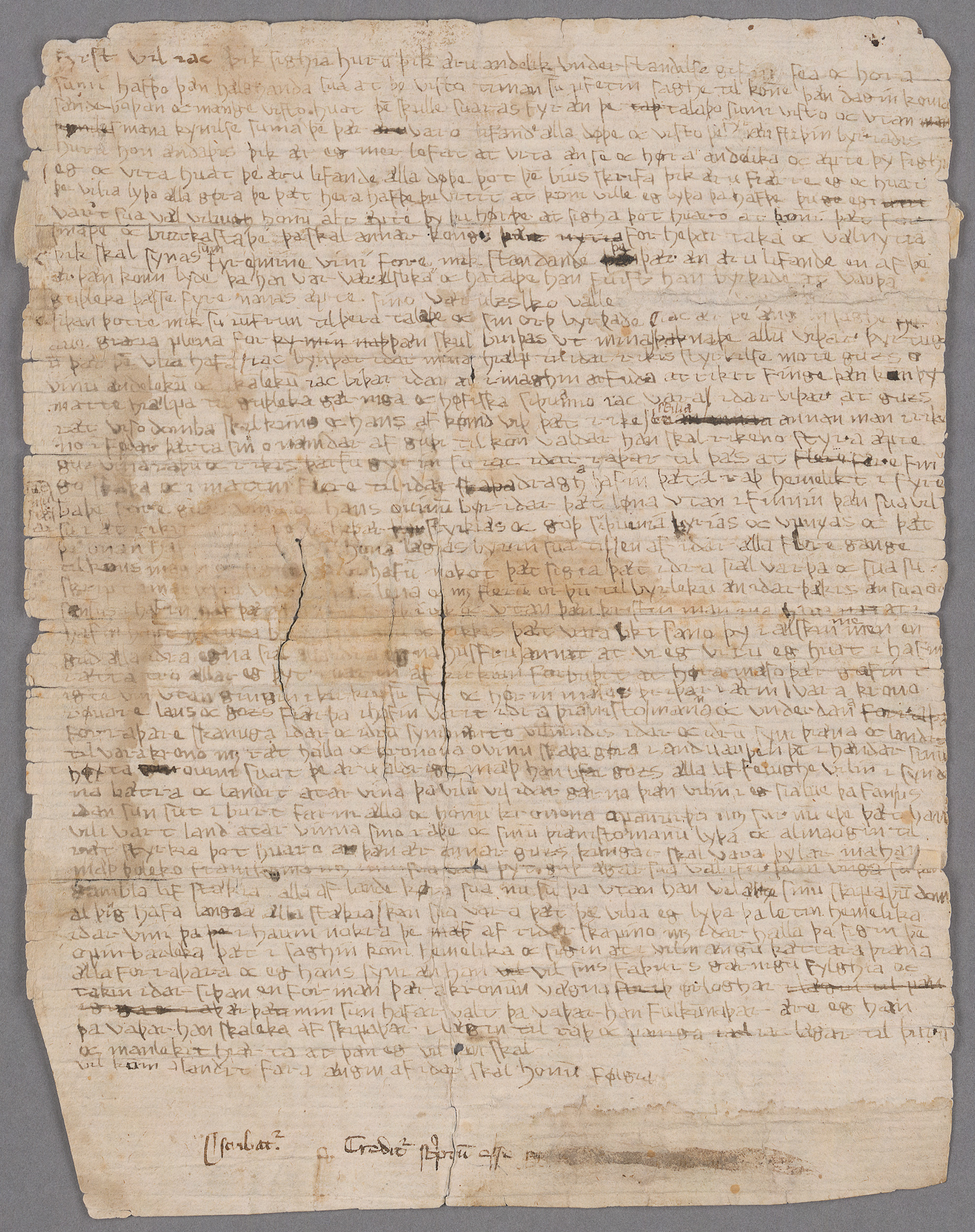 Heliga Birgittas handskriftsfragment B. Foto: KB