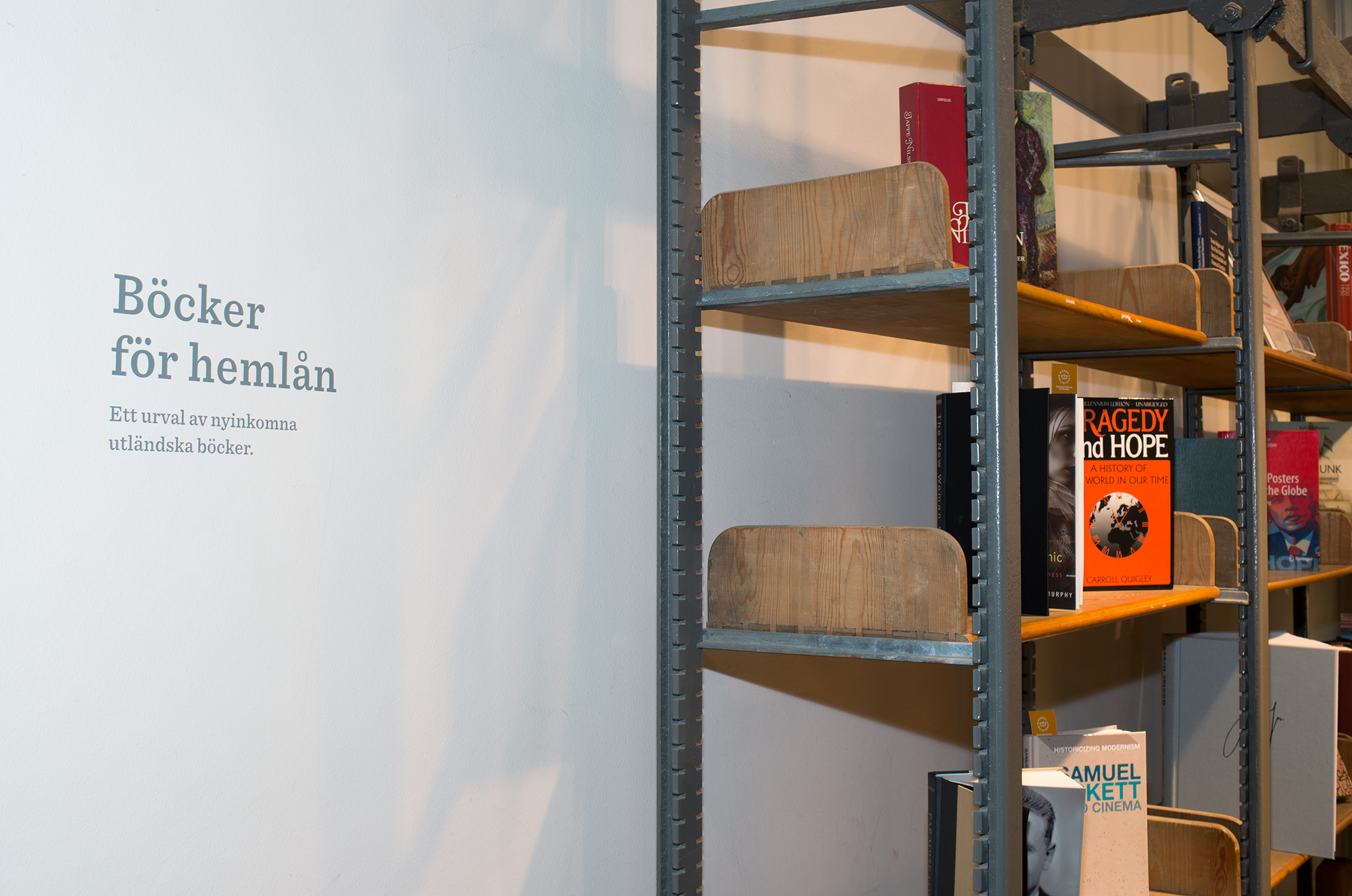 Books on a shelf.