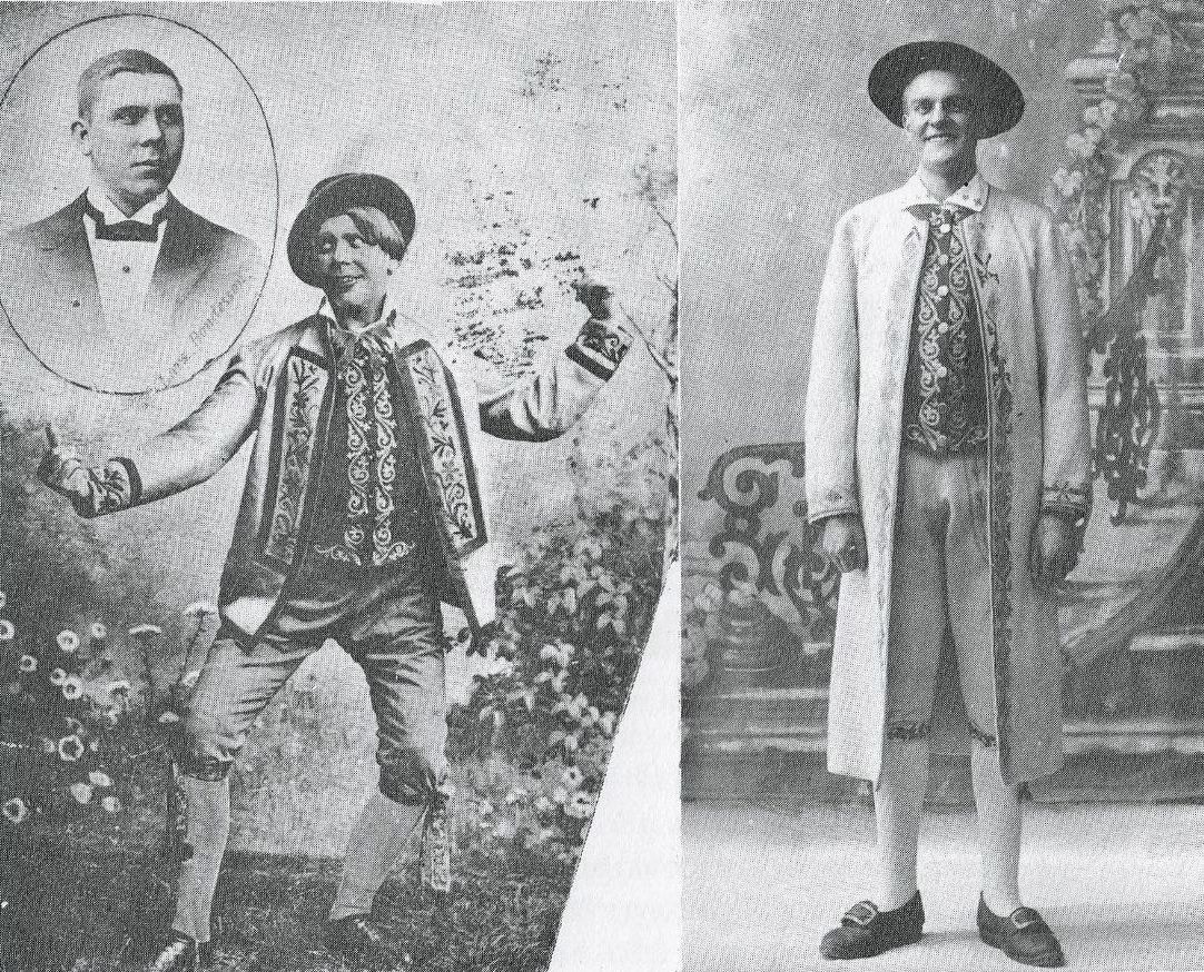 Svartvitt fotomontage av två bilder med Lars Bondesson och Ernst Rolf