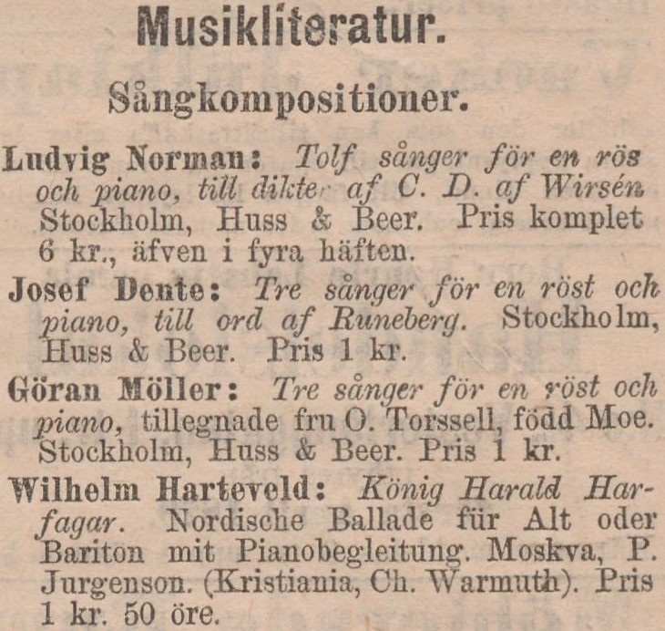 Gulnat tidningsklipp. Text: Wilhelm Harteveld: König Harald Harfagar.