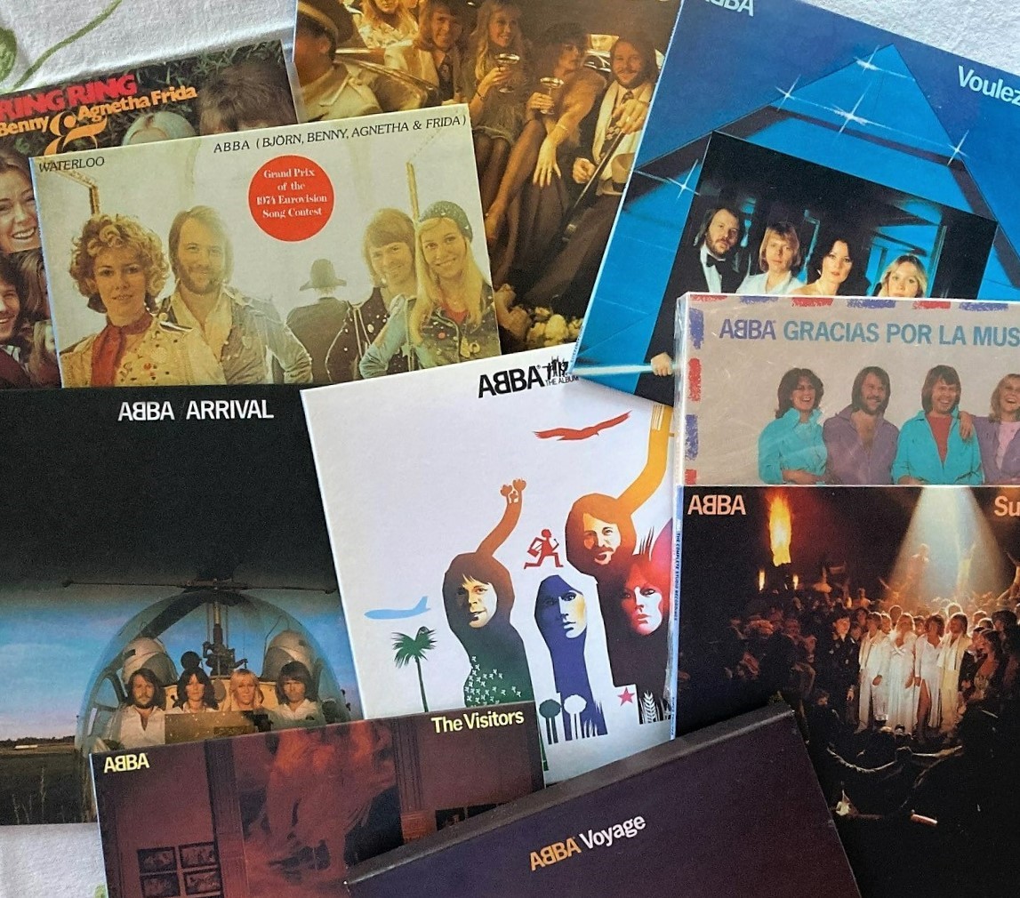 Samlingsbild på ABBA:s studioalbum plus den spanskspråkiga Gracias por la musica från 1980