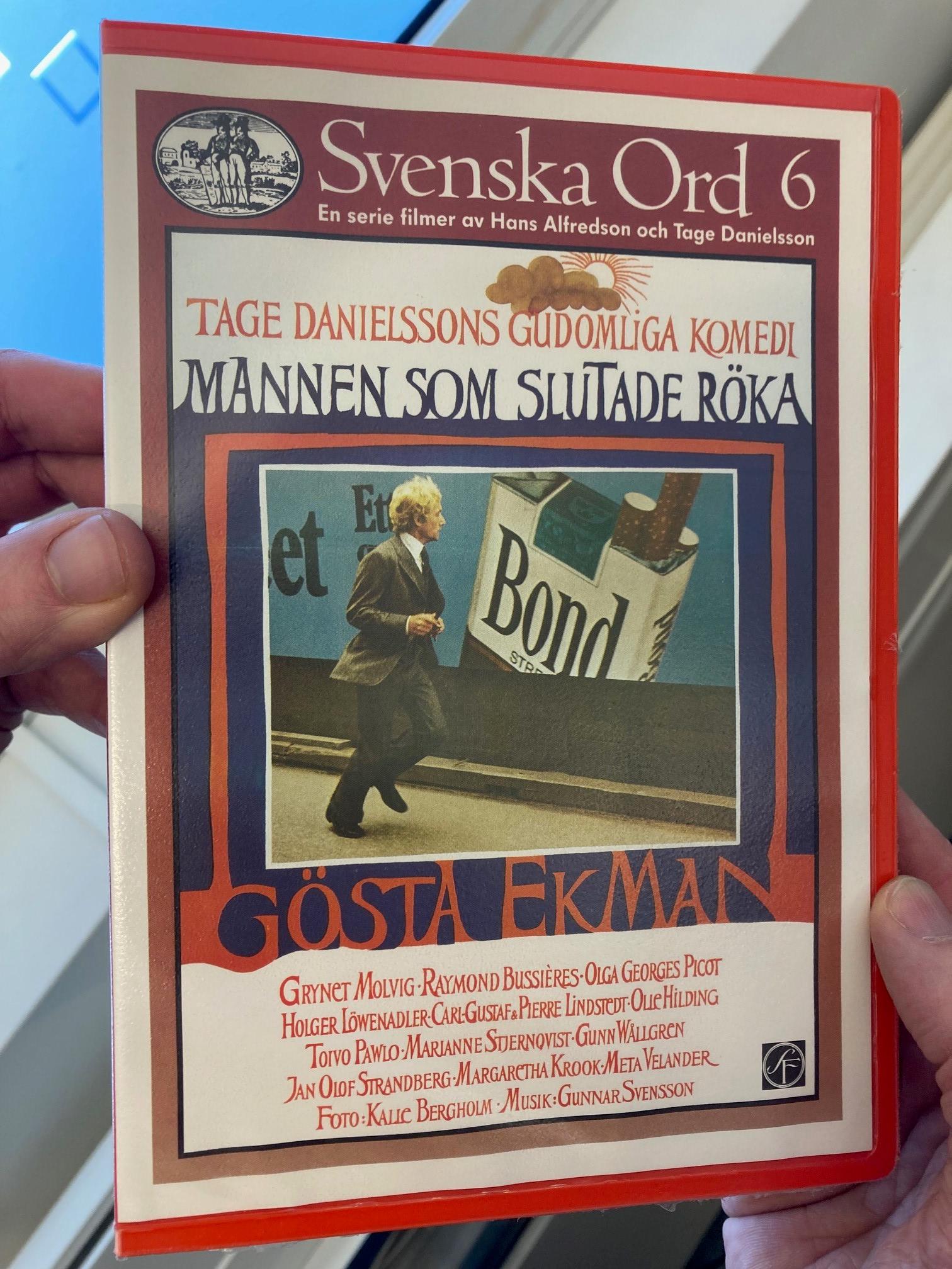 VHS-fodral till filmen Mannen som slutade röka.