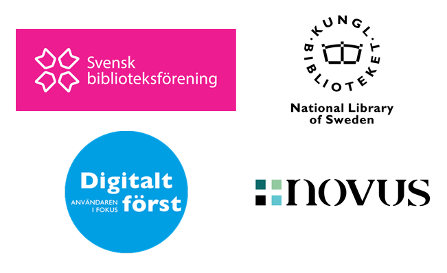 Logotyper för KB, Svensk biblioteksförening och Novus.