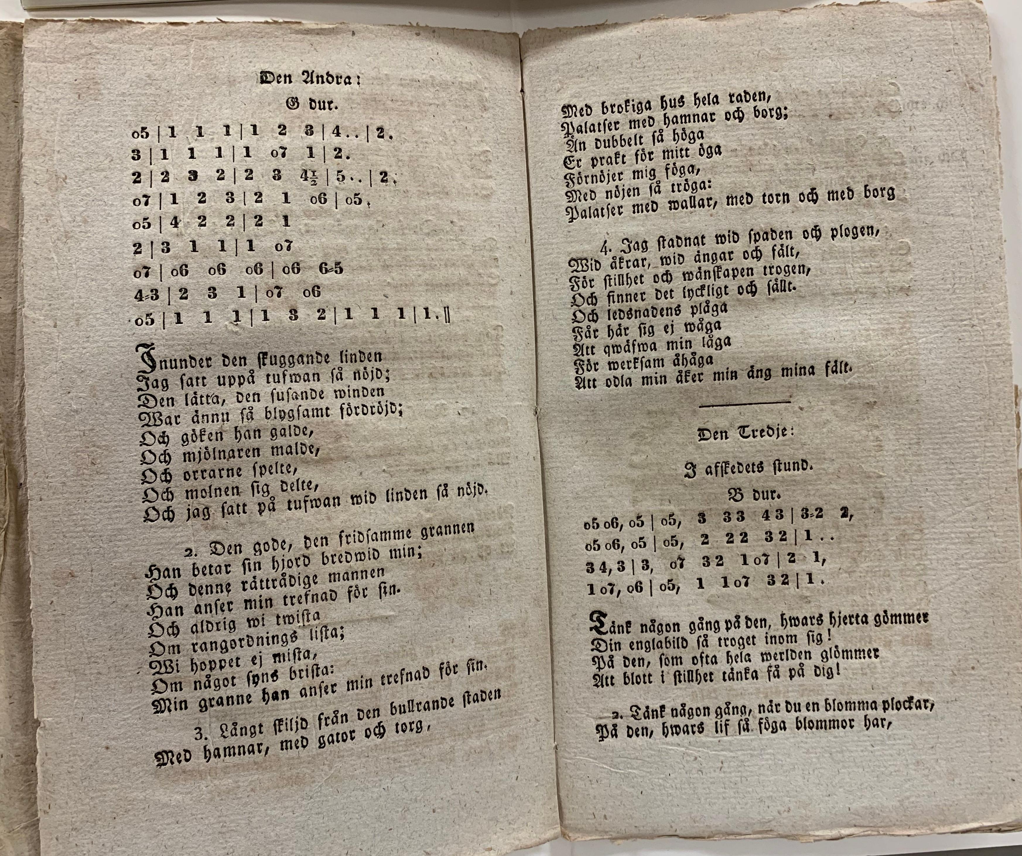 Tryckt text på gulnat blad