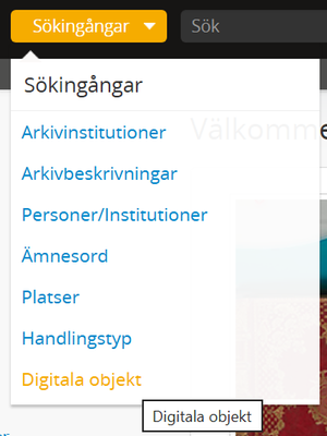 Filtrering i tjänsten Arken