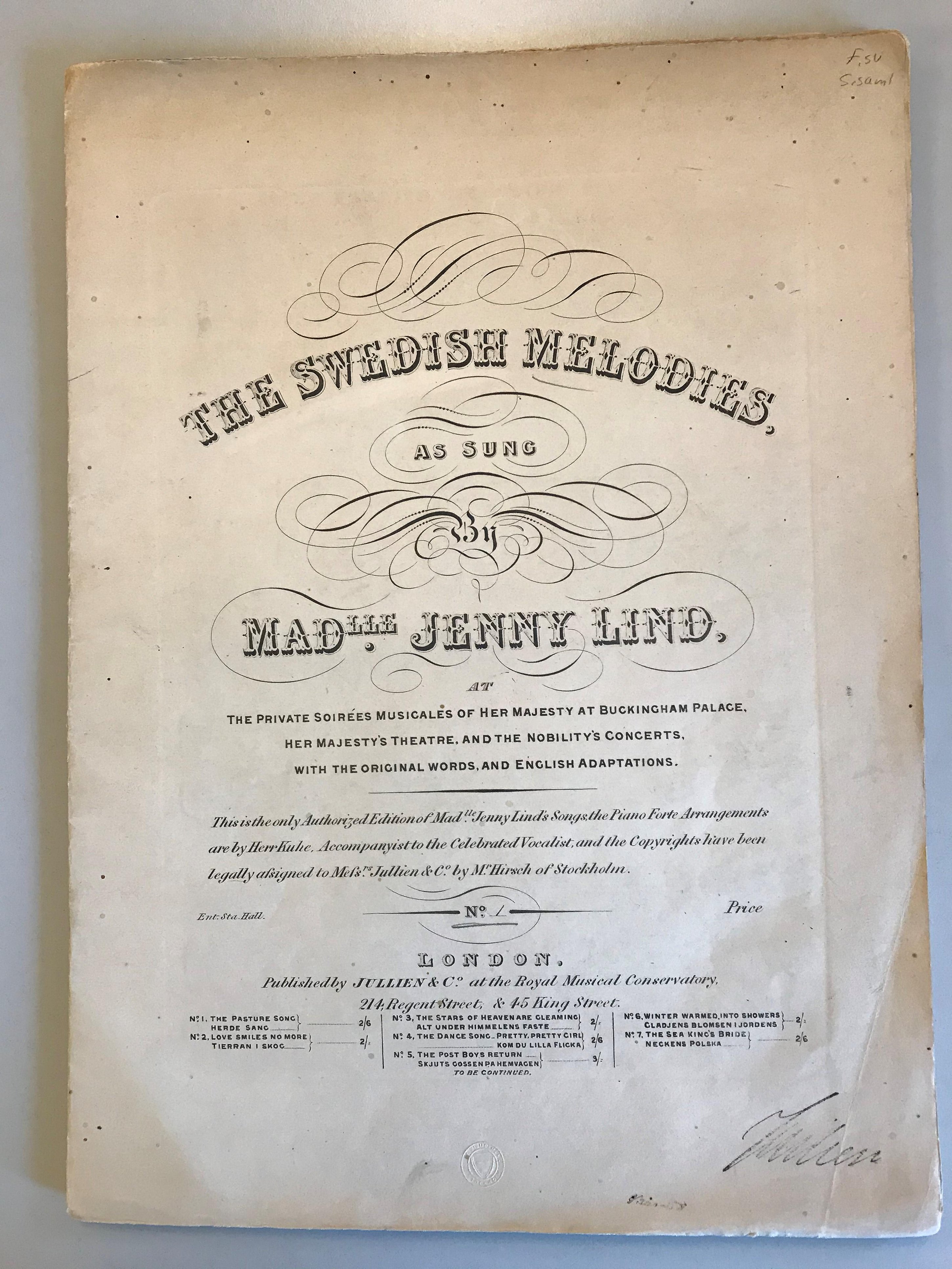 Titelblad till ett musiktryck.