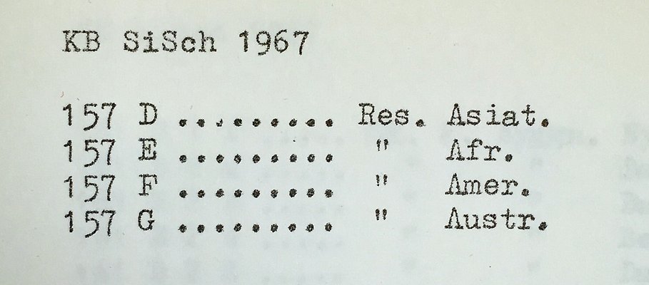 Resor i KB:s signaturschema SiSch 1967. Foto: KB