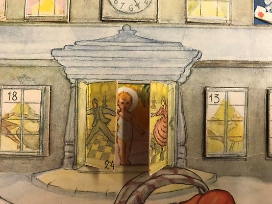 Detalj
ur Barnens adventskalender (1930-tal). Konstnär: Aina Stenberg-Masolle.  Signum: KoB LÖK SFS 1