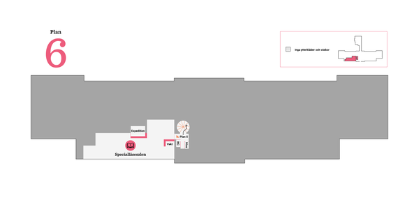 Interiör karta över plan 6 på KB.